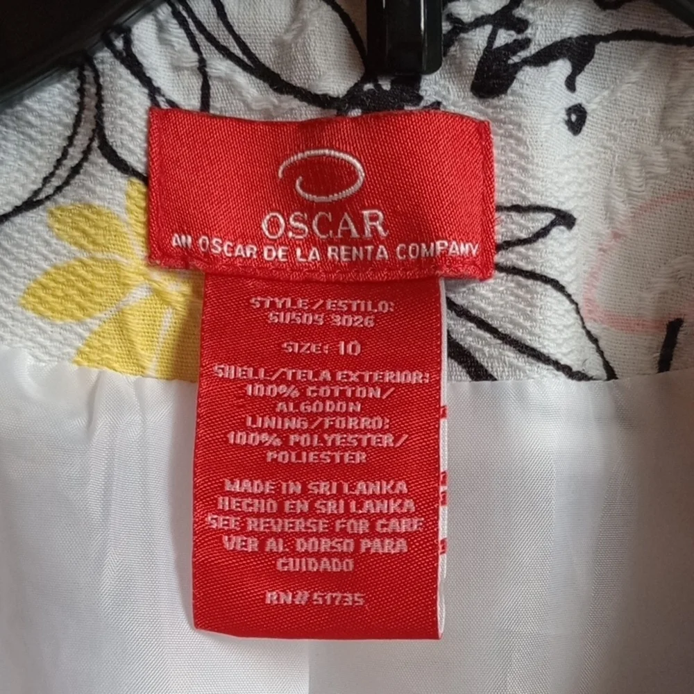 Oscar De La Renta Floral Women's Blazer with Red, Yellow, and Black Accents Sz10
